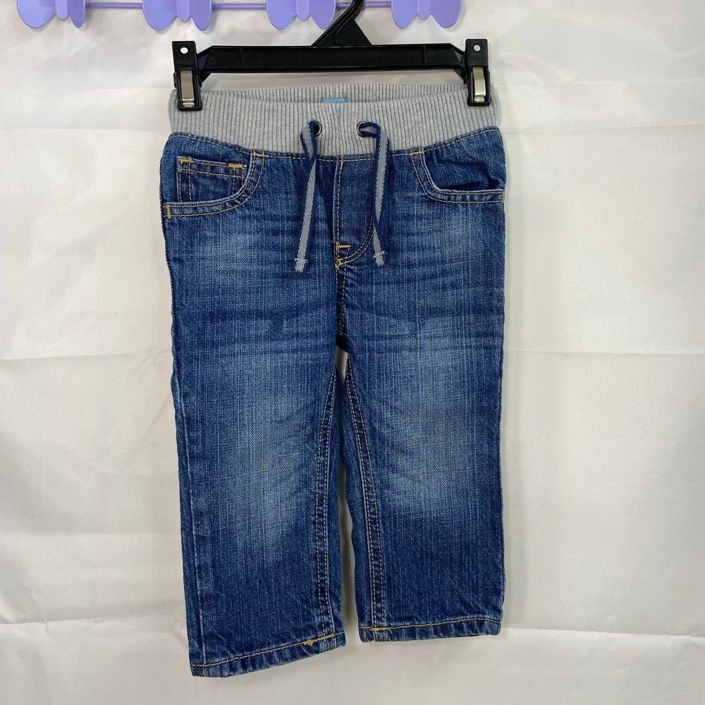 Baby GAP unisex pull on cotton blue denim medium wash jeans pants casual 12-18 m